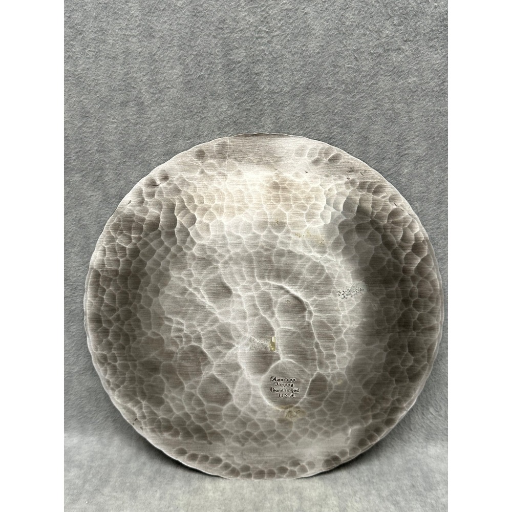 American Forging Plate Silver Hand Forged Aluminum Hammered Cornucopia Harvest - Picture 7 of 8